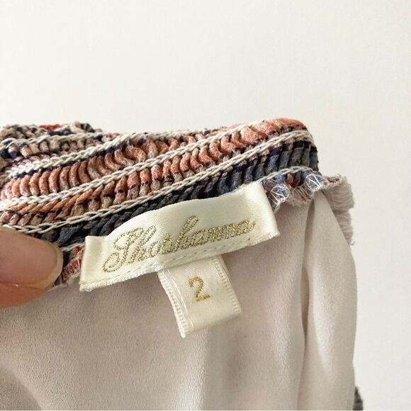 Shoshanna Silk Chiffon Boho Print Off the Shoulder Tiered Mini Dress 2‎ - Picture 3 of 5